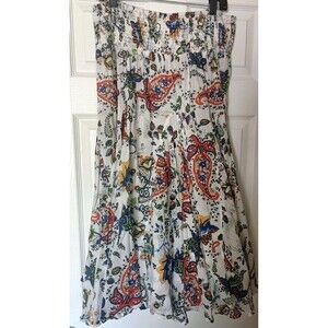 Chelsea & Theodore Smocked Waist Midi Skirt Size XL Floral Boho Gypsy Hippie